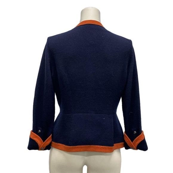 Chanel Cardigan Size 38 M Women - P59182 Dark Navy And Orange Long Sleeves / - Picture 2 of 12